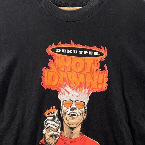 Murina Vintage DeKuyper Cinnamon Schnapps Hot Damn Black T-Shirt Size XL - Picture 4 of 4